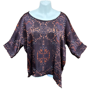 Club Monaco silk short sleeve Asymetrical relaxed fit blouse Medium summer